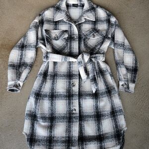 Vero Moda Black and Cream Plaid Jacket